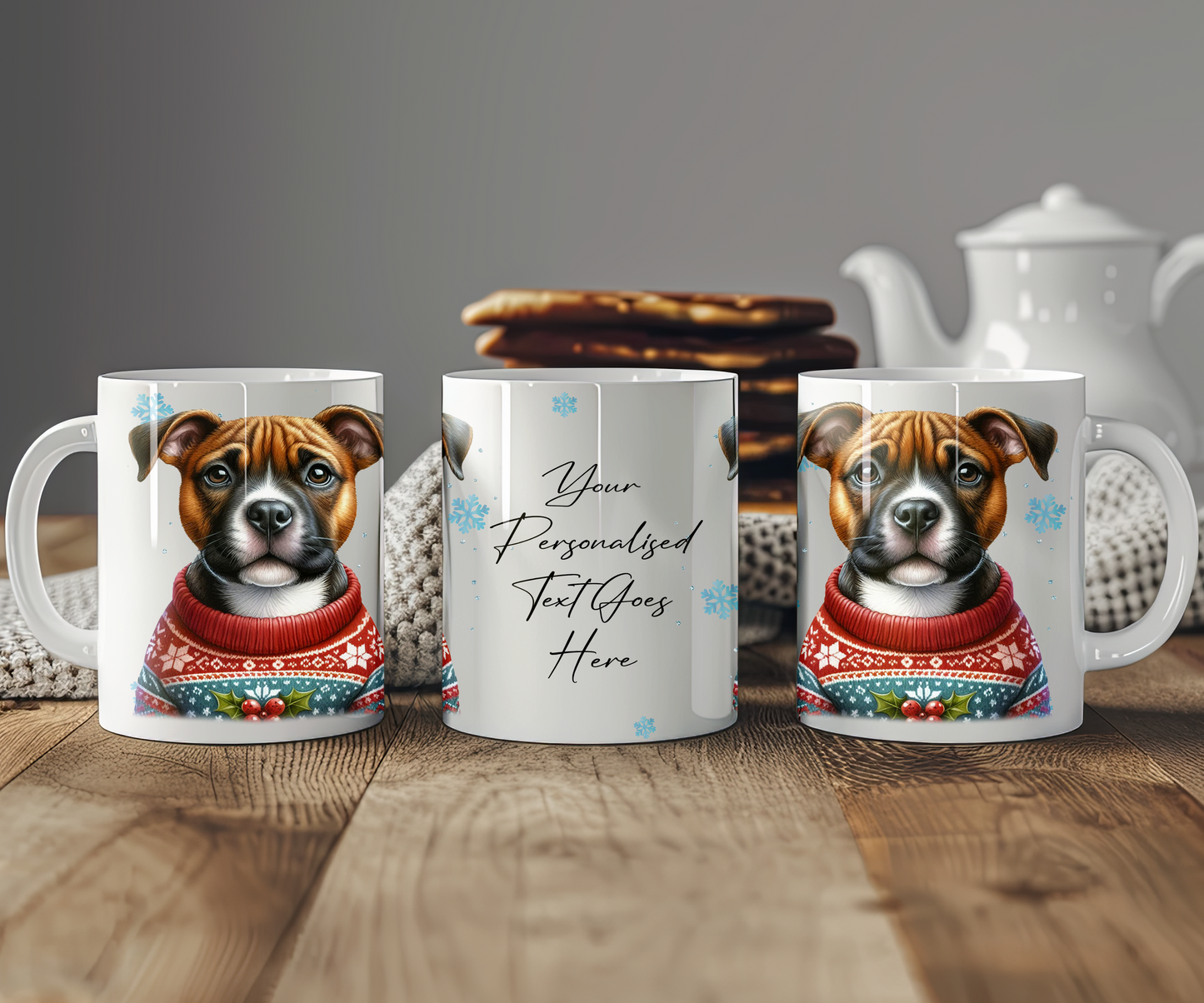 Personalised Staffordshire Bull Terrier - Dog Christmas Jumper Gift Mug