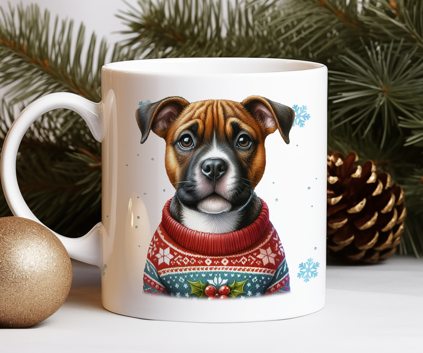 Personalised Staffordshire Bull Terrier - Dog Christmas Jumper Gift Mug