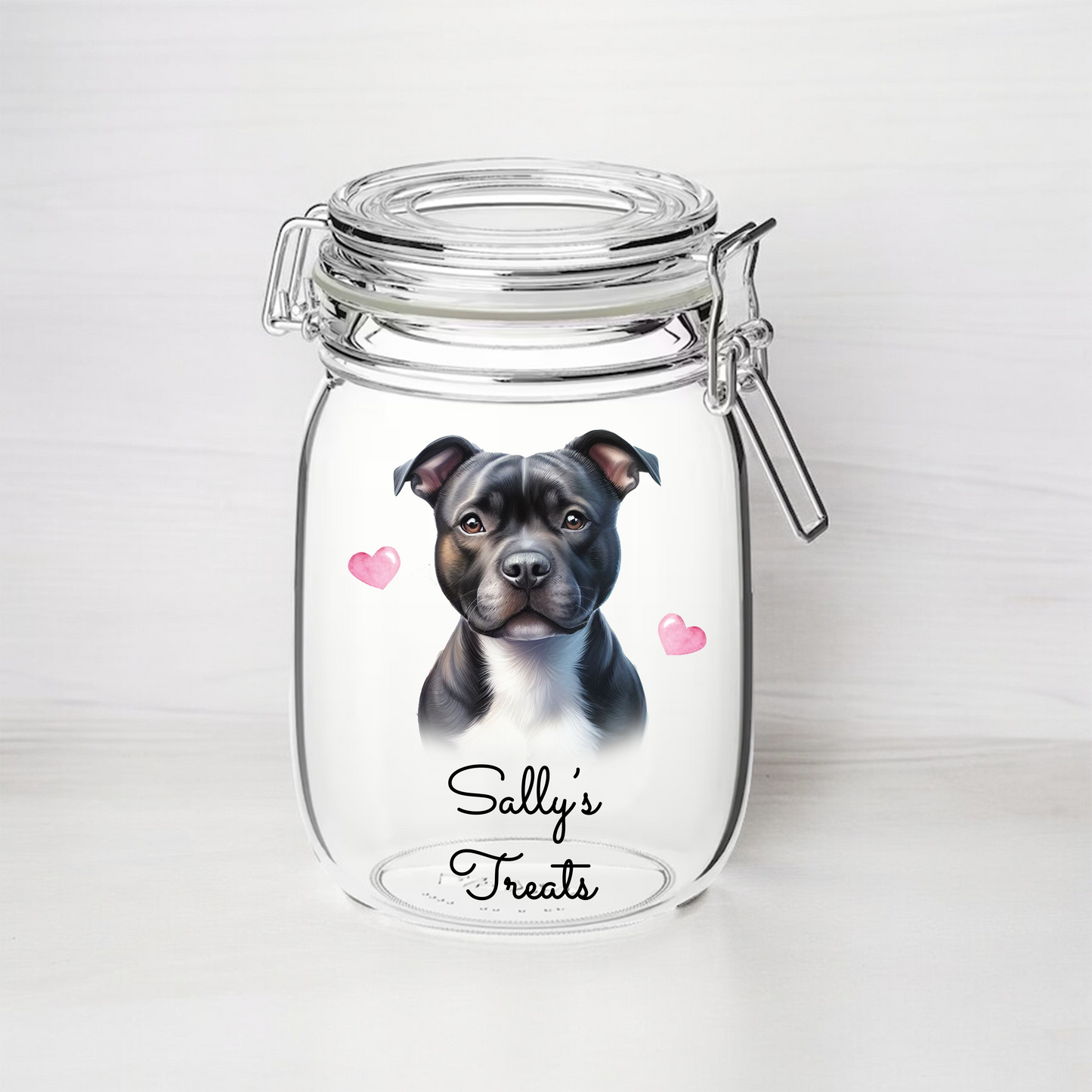 Personalised Staffordshire Bull Terrier - Dog Treat Kilner Style Gift Jar  - DGJR44