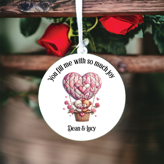 Personalised Teddy Air Balloon Love Decoration B