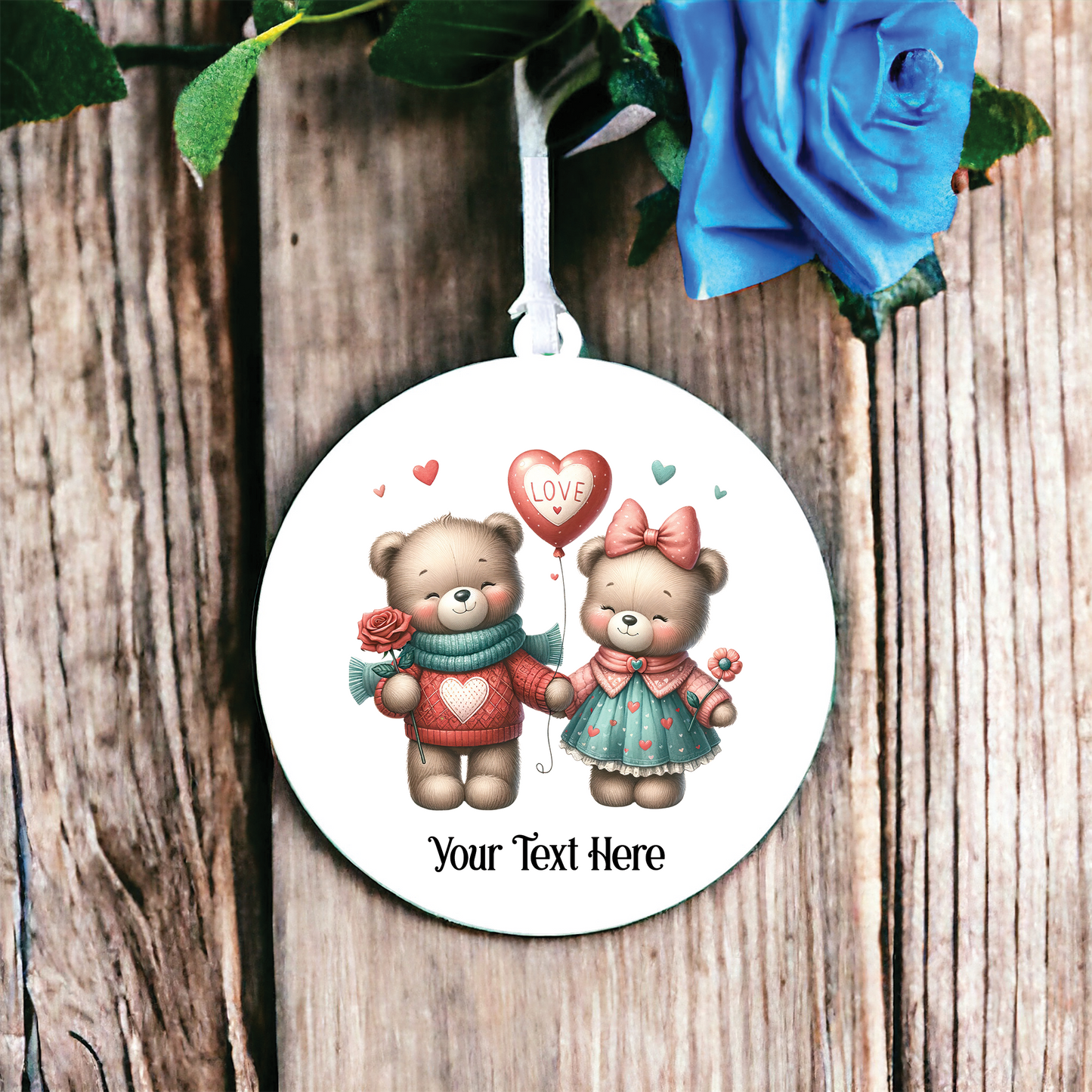 Personalised Teddy Balloon Couple Love Decoration C