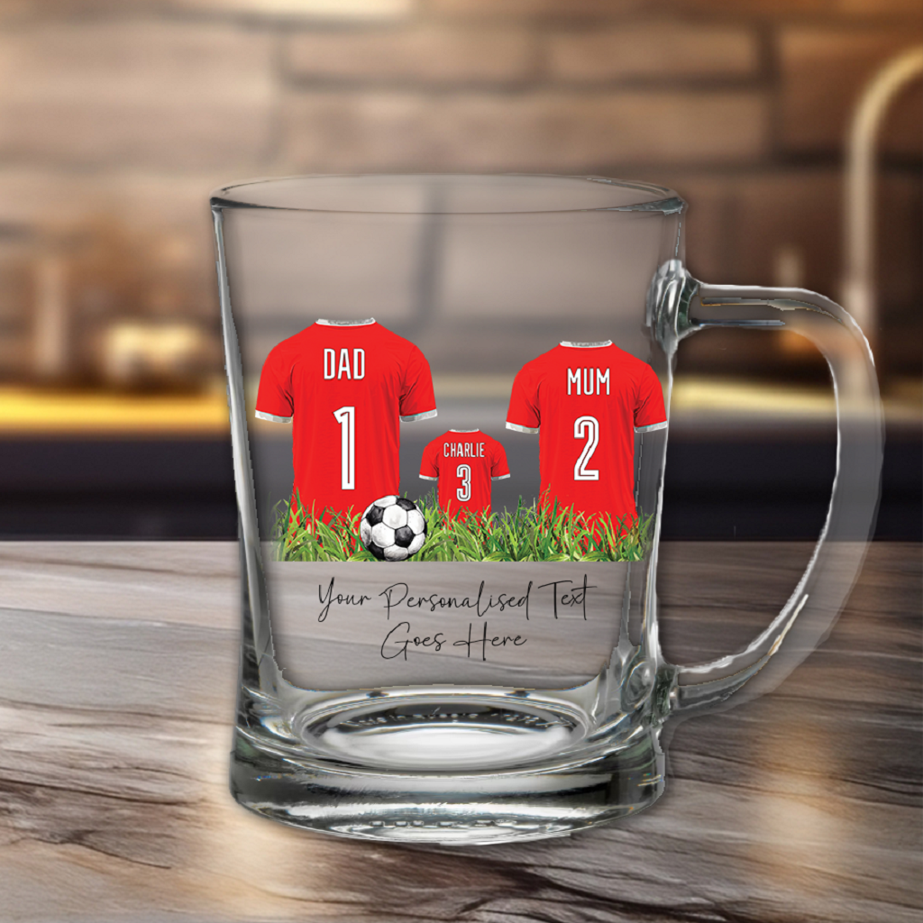 Personalised Three Football Team Shirts Tankard Gift