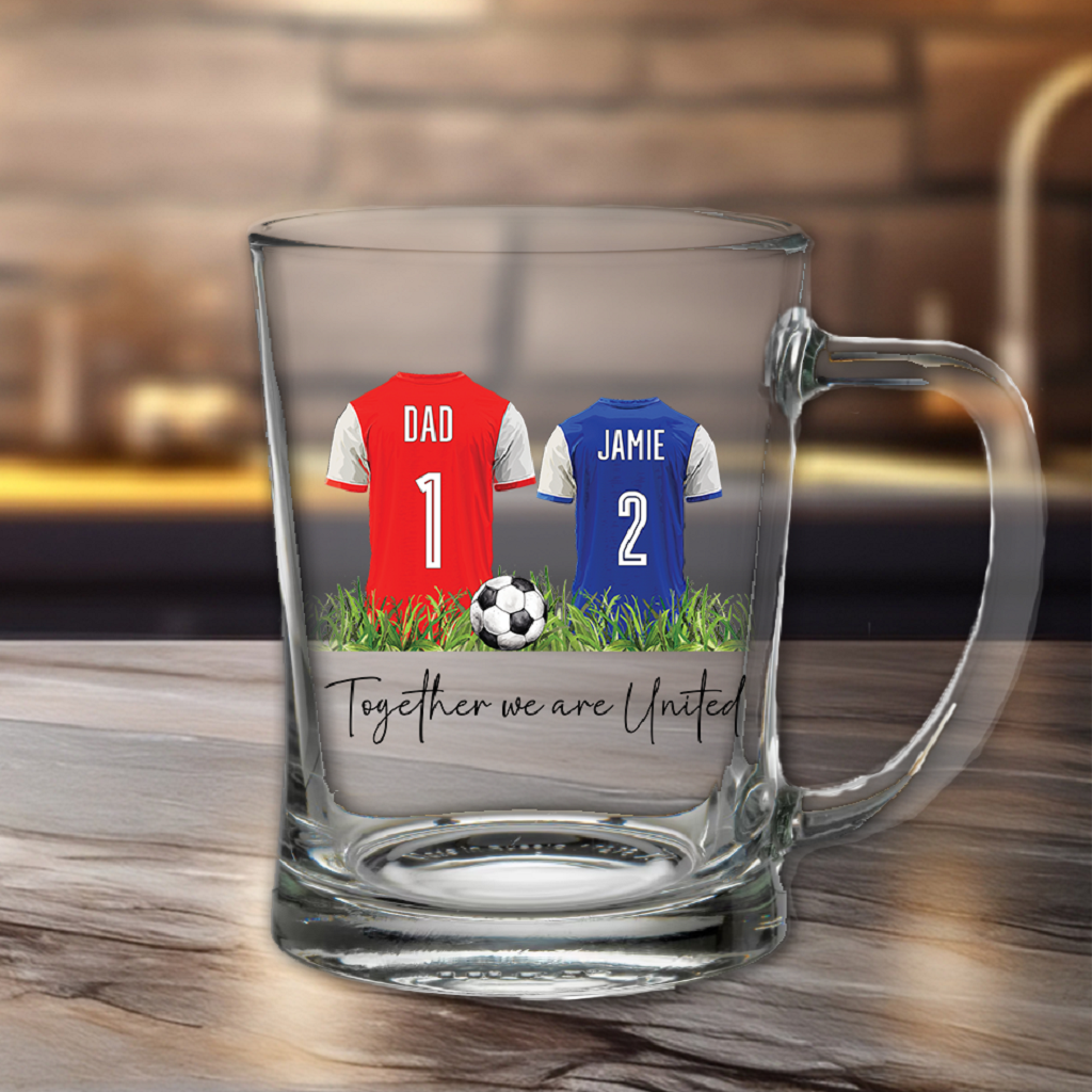 Personalised Two Football Team Shirts Tankard Gift