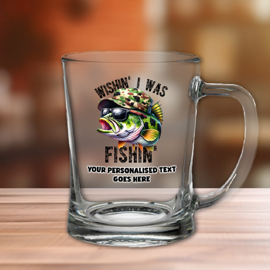 Personalised Wishin I Was Fishin' Tankard