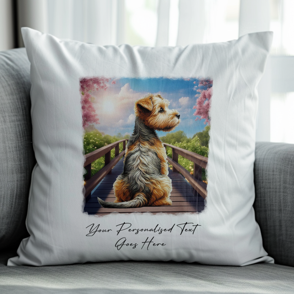 Personalised Bridge Dog Memorial Terrier - Keepsake Gift Cushion, by Floppsie Moppsie – floppsiemoppsie at floppsiemoppsie.co.uk