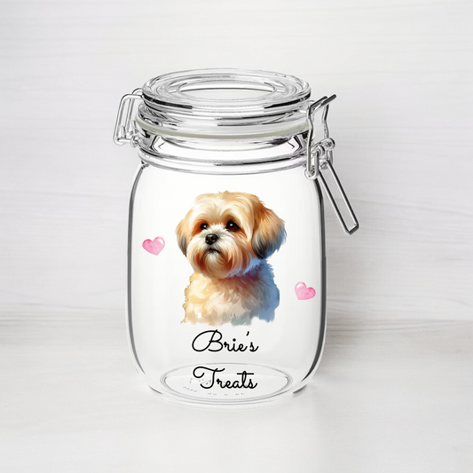 Personalised Thasa Apso - Dog Treat Kilner Style Gift Jar  - DGJR46