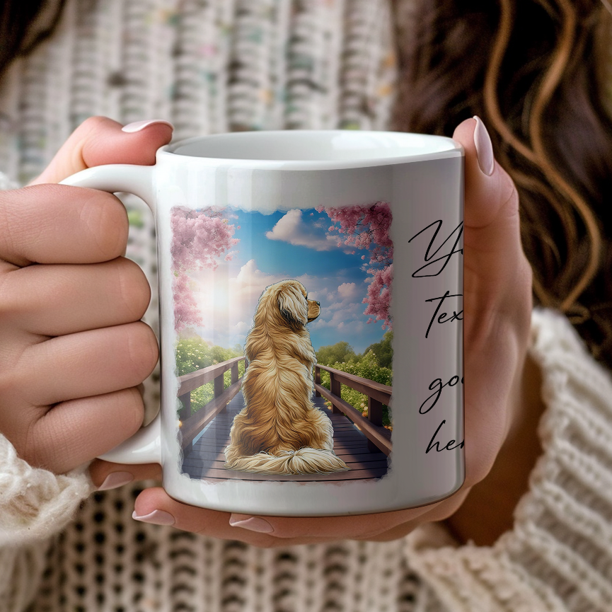 Personalised Bridge Dog Memorial Tibetan Spaniel - Keepsake Gift Mug, by Floppsie Moppsie – floppsiemoppsie at floppsiemoppsie.co.uk