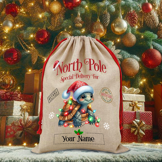 Personalised Turtle Tortoise - North Pole Santa Sack