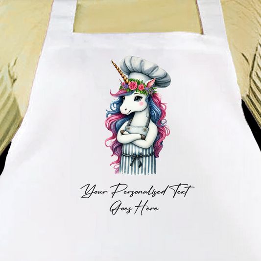 Personalised Watercolour Animal Chef Unicorn Cooking Apron