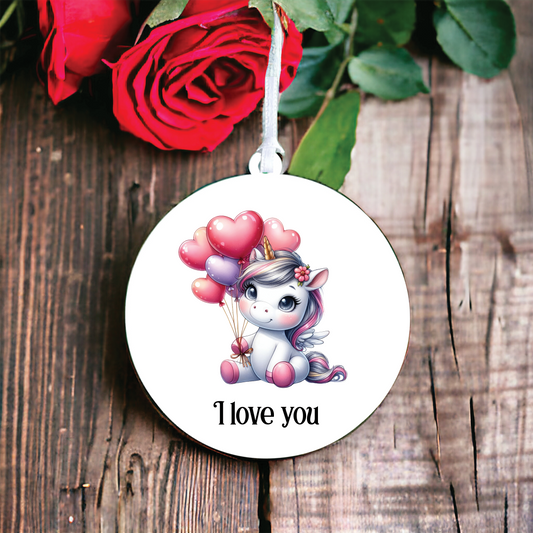 Personalised Cute Unicorn Balloon Love Decoration C