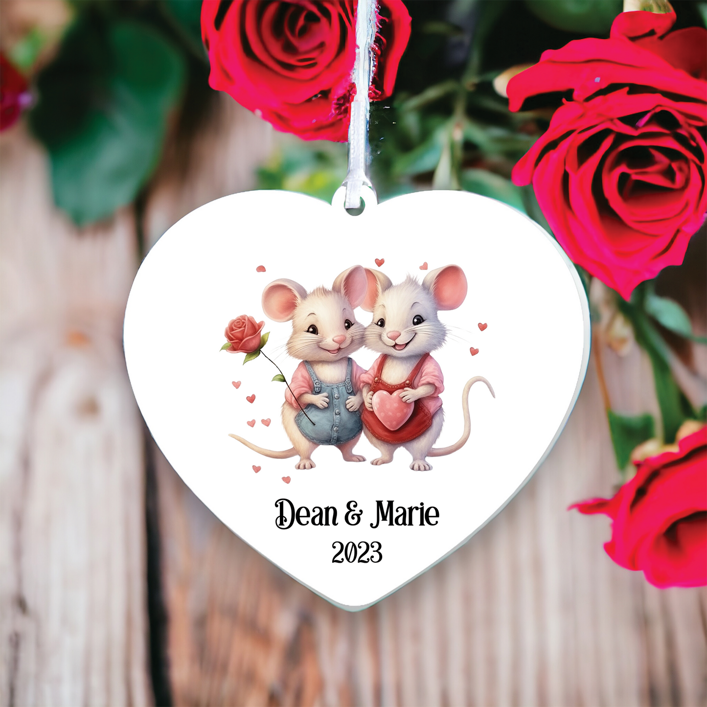 Personalised Mice Valentine's Couple Decoration