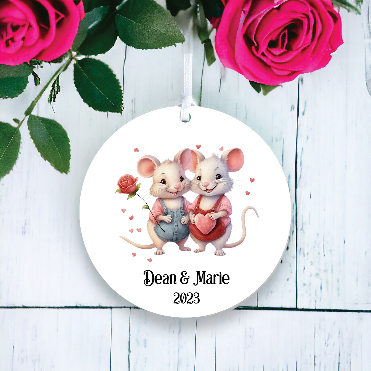 Personalised Mice Valentine's Couple Decoration