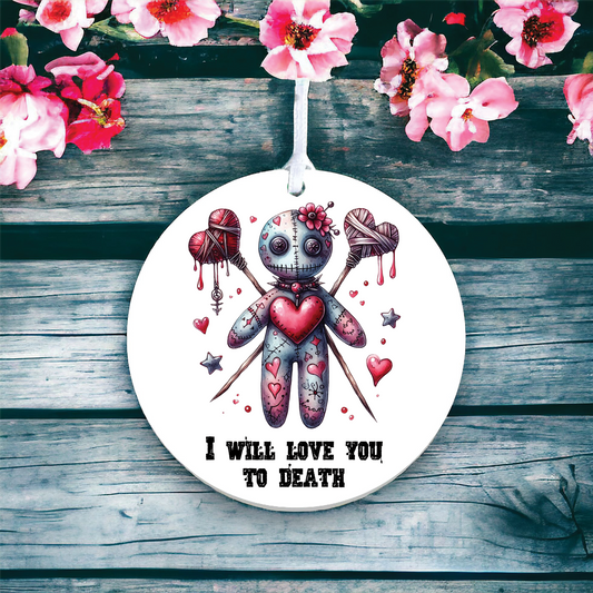 Anti Love Voodoo Doll with Heart Hanging Decoration