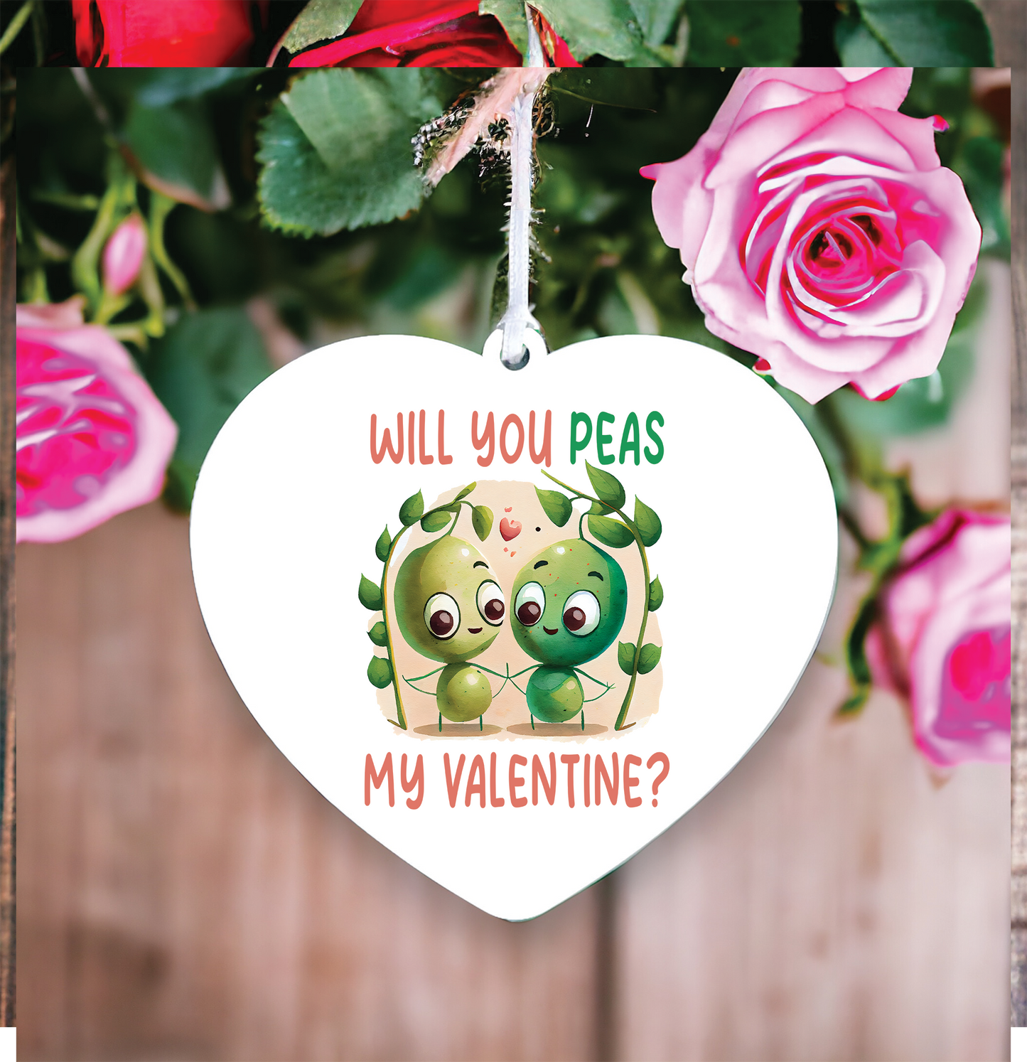 Funny Valentine's Day Peas Pun Decoration