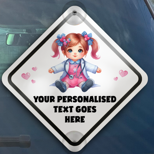 Personalised Baby Child On Board Car Window Sign - Vet