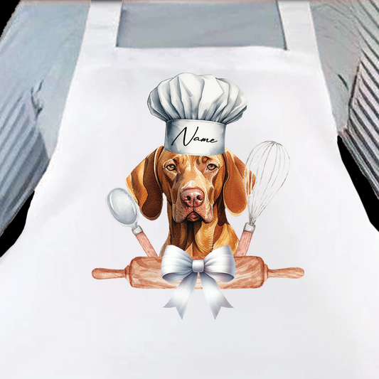 Personalised Pet Chef Dog – Vizsla - Keepsake Gift Kitchen Baking Cooking Apron, by Floppsie Moppsie – floppsiemoppsie at floppsiemoppsie.co.uk