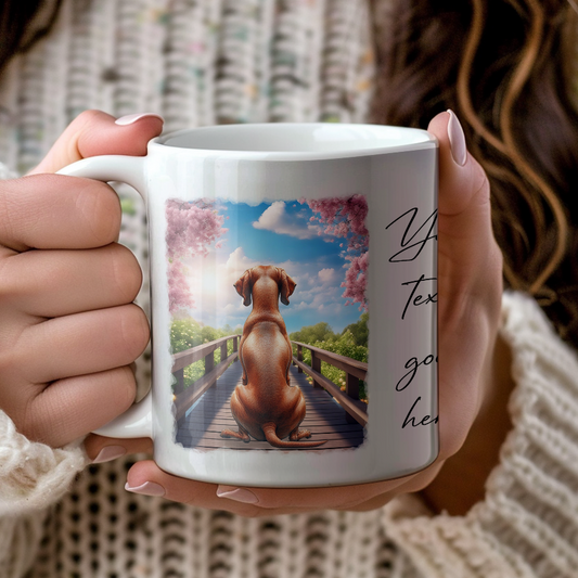 Personalised Bridge Dog Memorial Vizsla - Keepsake Gift Mug, by Floppsie Moppsie – floppsiemoppsie at floppsiemoppsie.co.uk