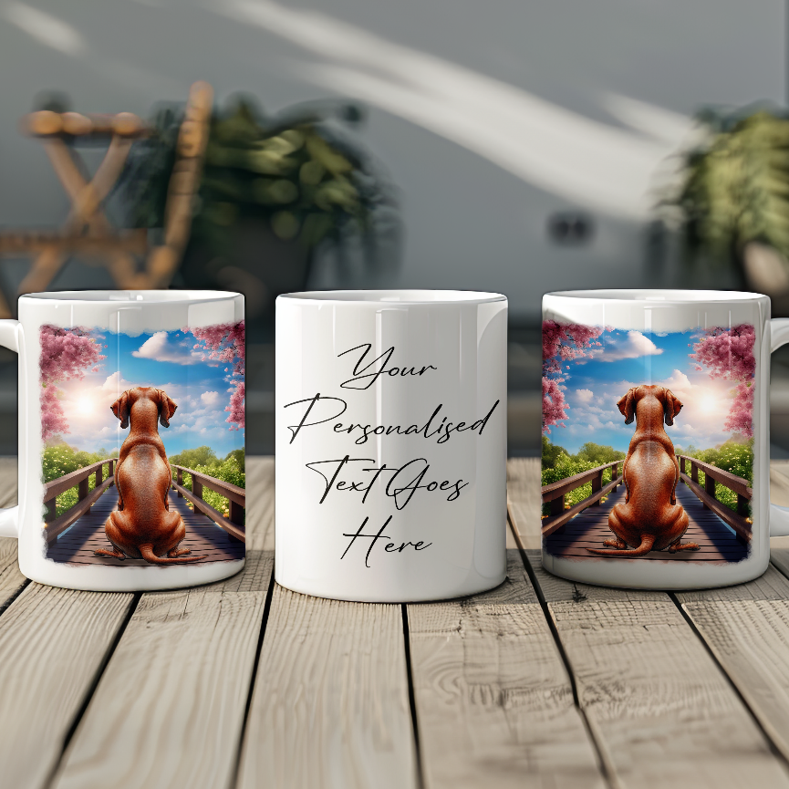 Personalised Bridge Dog Memorial Vizsla - Keepsake Gift Mug, by Floppsie Moppsie – floppsiemoppsie at floppsiemoppsie.co.uk