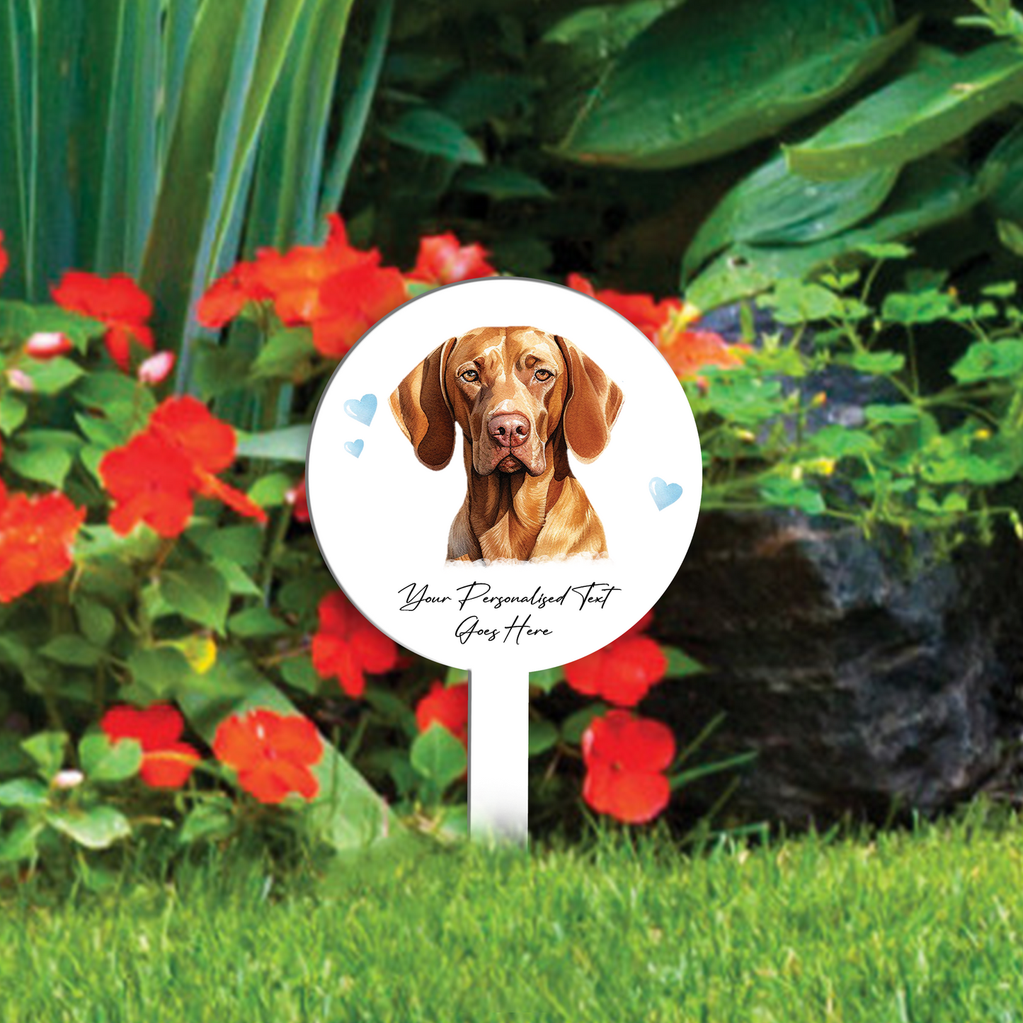 Personalised Dog Love Heart Grave Marker - Red Staffordshire Bull Terrier