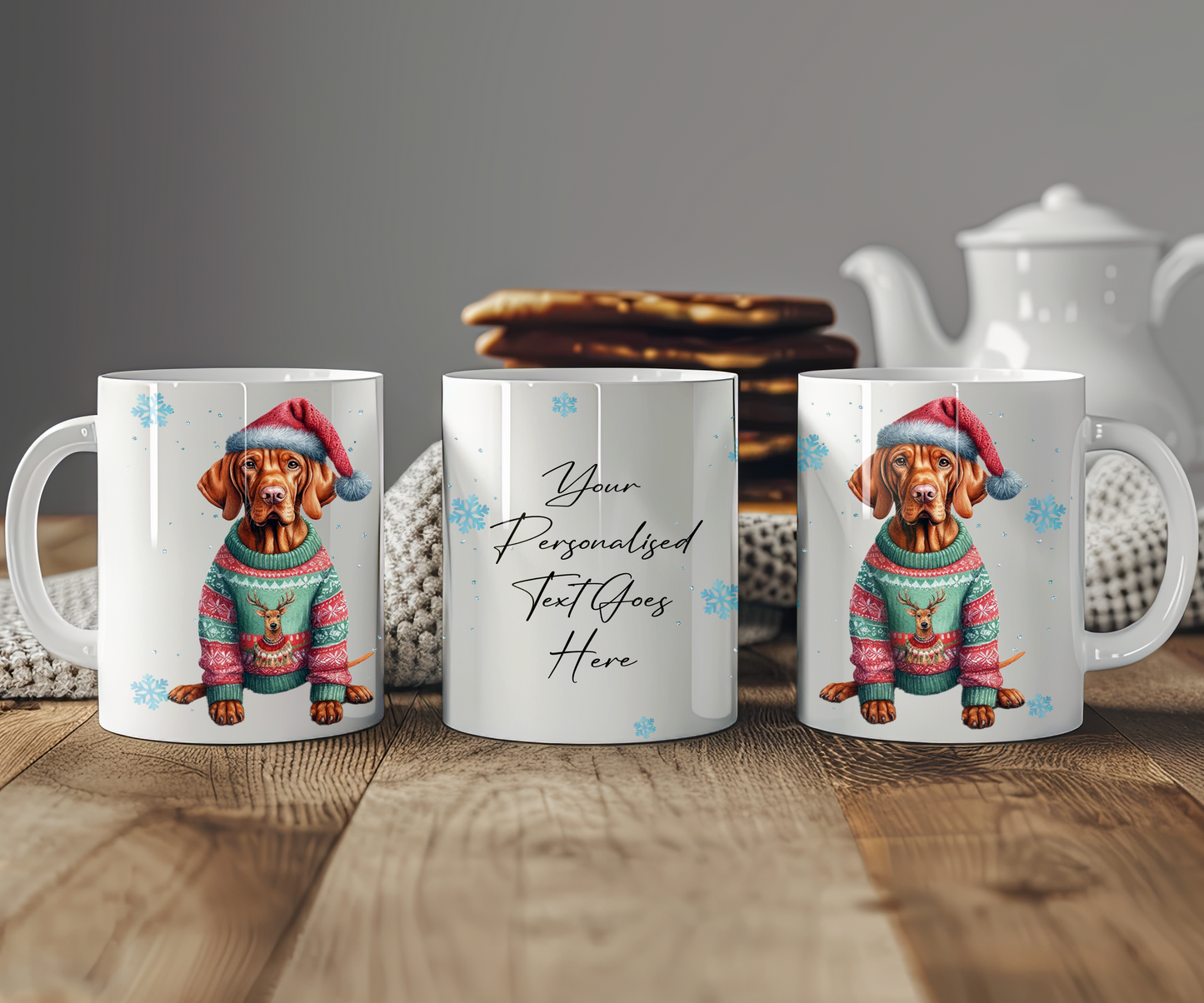 Personalised Vizsla - Dog Christmas Jumper Gift Mug