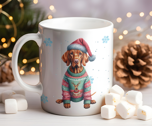 Personalised Vizsla - Dog Christmas Jumper Gift Mug