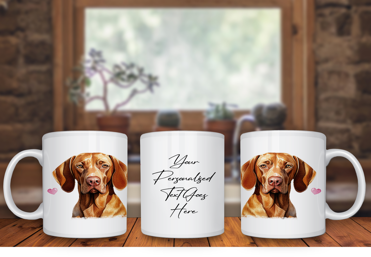 Personalised Dog Gift Mug - Vizsla with Custom Message and Optional Hearts