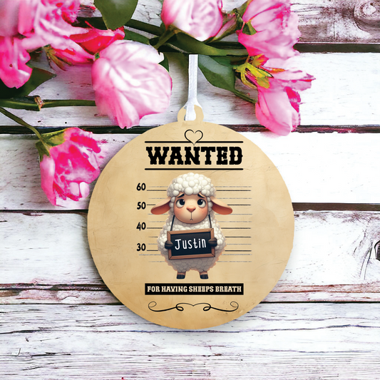 Personalised Sheep Animal Wanted Decoration