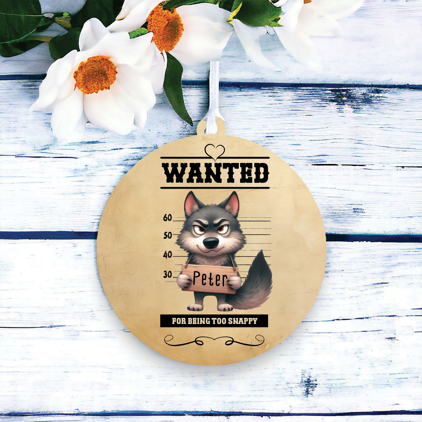 Personalised Wolf Animal Wanted Decoration