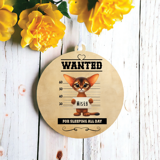 Personalised Abyssinian Cat Wanted Decoration