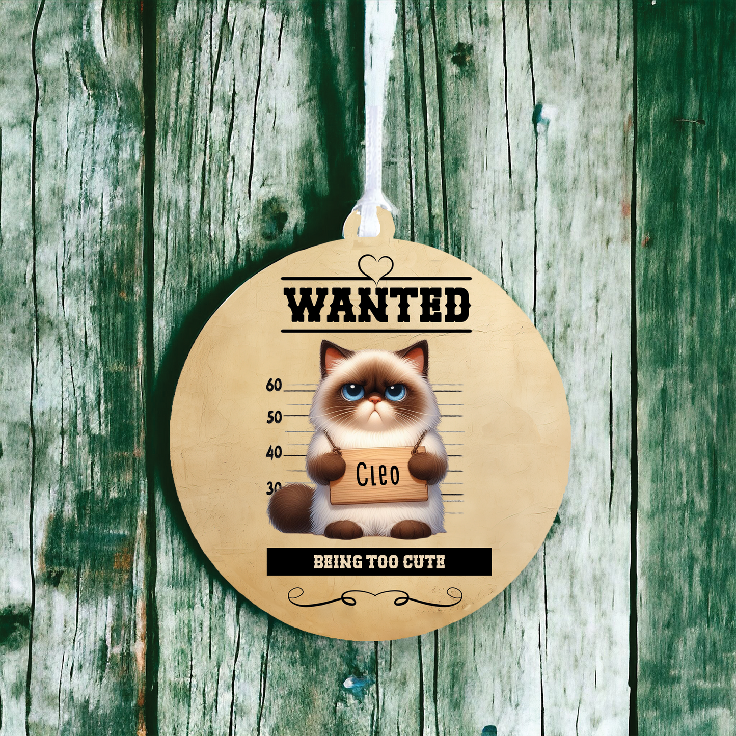 Personalised Birman Cat Wanted Decoration