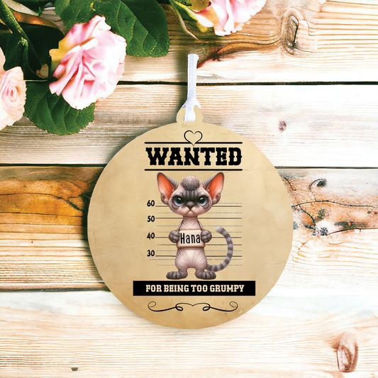 Personalised Devon Rex Cat Wanted Decoration