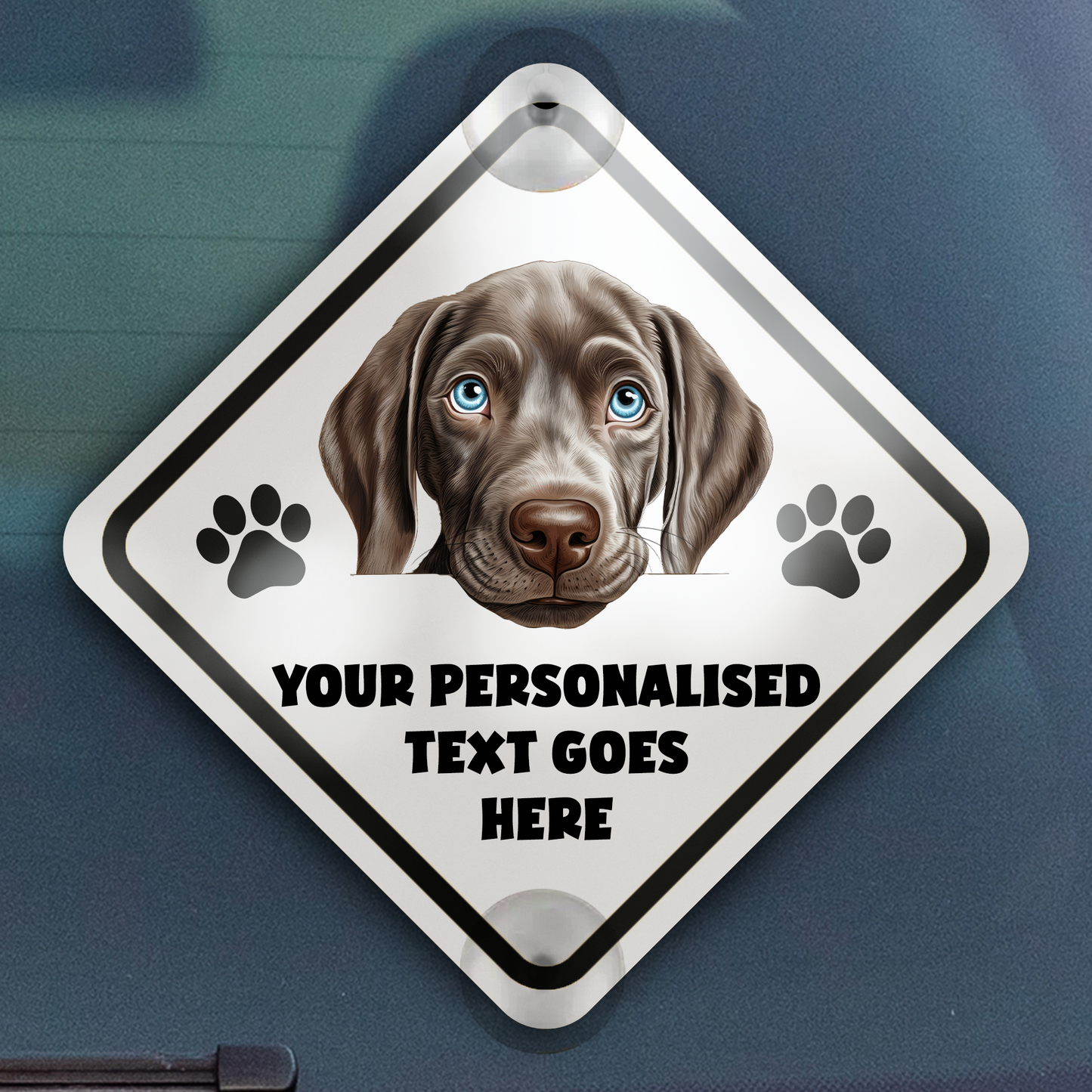 Personalised Dog On Board Car Window Sign - Weimaraner