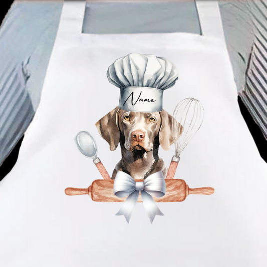 Personalised Pet Chef Dog – Weimaraner - Keepsake Gift Kitchen Baking Cooking Apron, by Floppsie Moppsie – floppsiemoppsie at floppsiemoppsie.co.uk