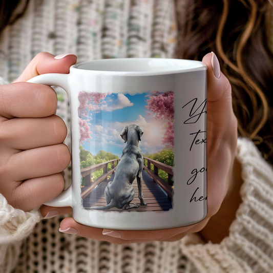 Personalised Bridge Dog Memorial Weimaraner - Keepsake Gift Mug, by Floppsie Moppsie – floppsiemoppsie at floppsiemoppsie.co.uk