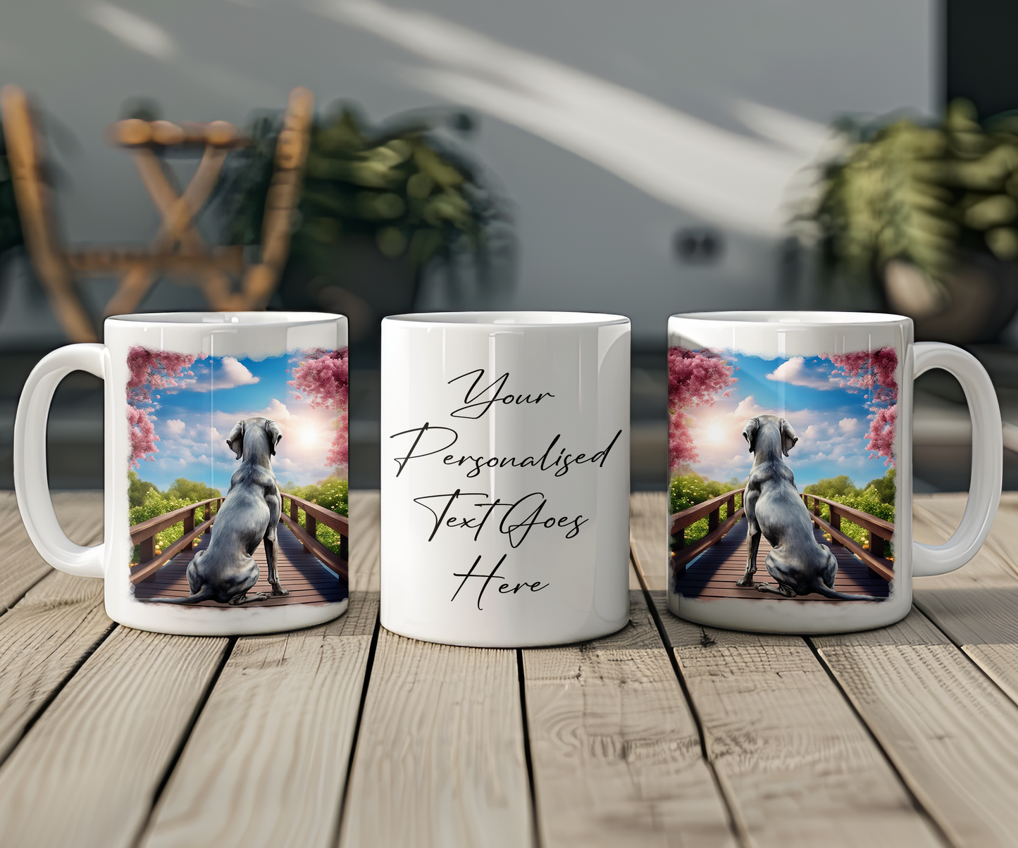 Vizsla on a Bridge Personalised Dog Mug