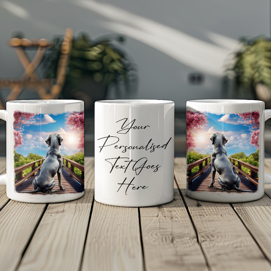 Personalised Bridge Dog Memorial Weimaraner - Keepsake Gift Mug, by Floppsie Moppsie – floppsiemoppsie at floppsiemoppsie.co.uk