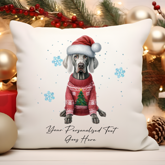 Personalised Weimaraner Dog Christmas Jumper Cushion Cover Gift