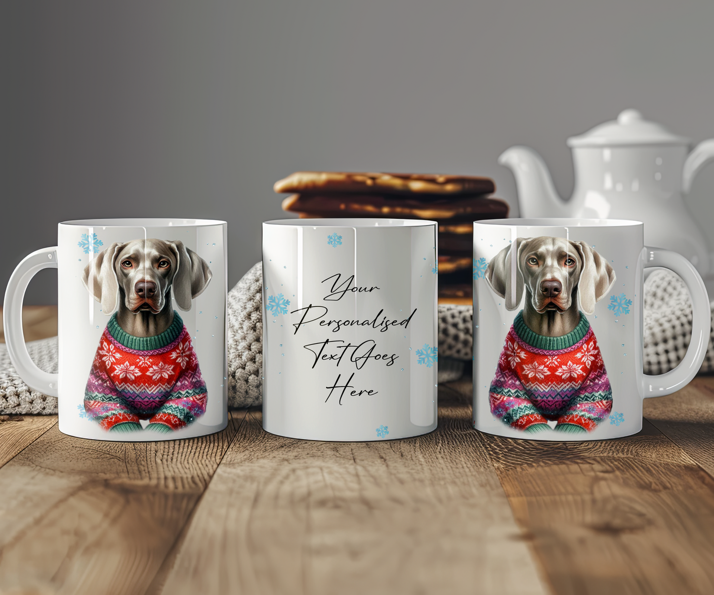 Personalised Weimaraner - Dog Christmas Jumper Gift Mug - Style B