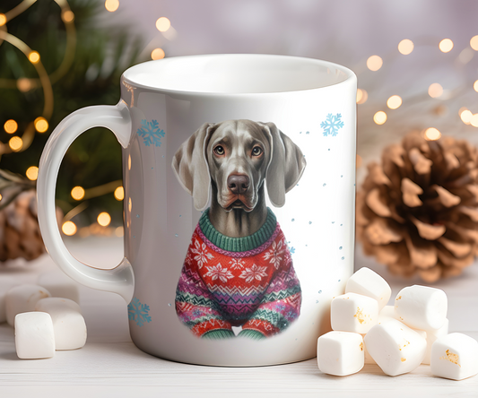 Personalised Weimaraner - Dog Christmas Jumper Gift Mug - Style B