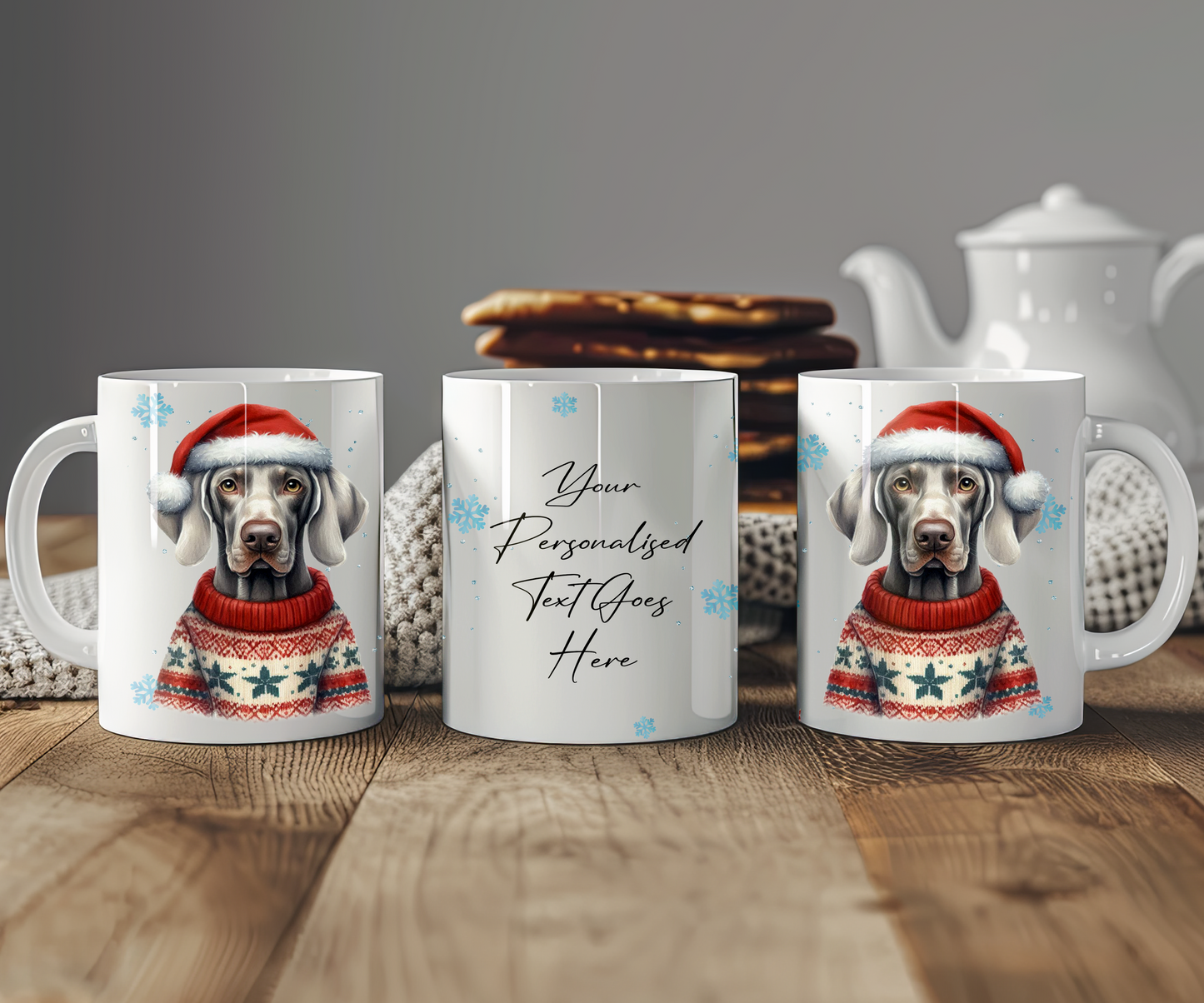 Personalised Weimaraner - Dog Christmas Jumper Gift Mug - Style C