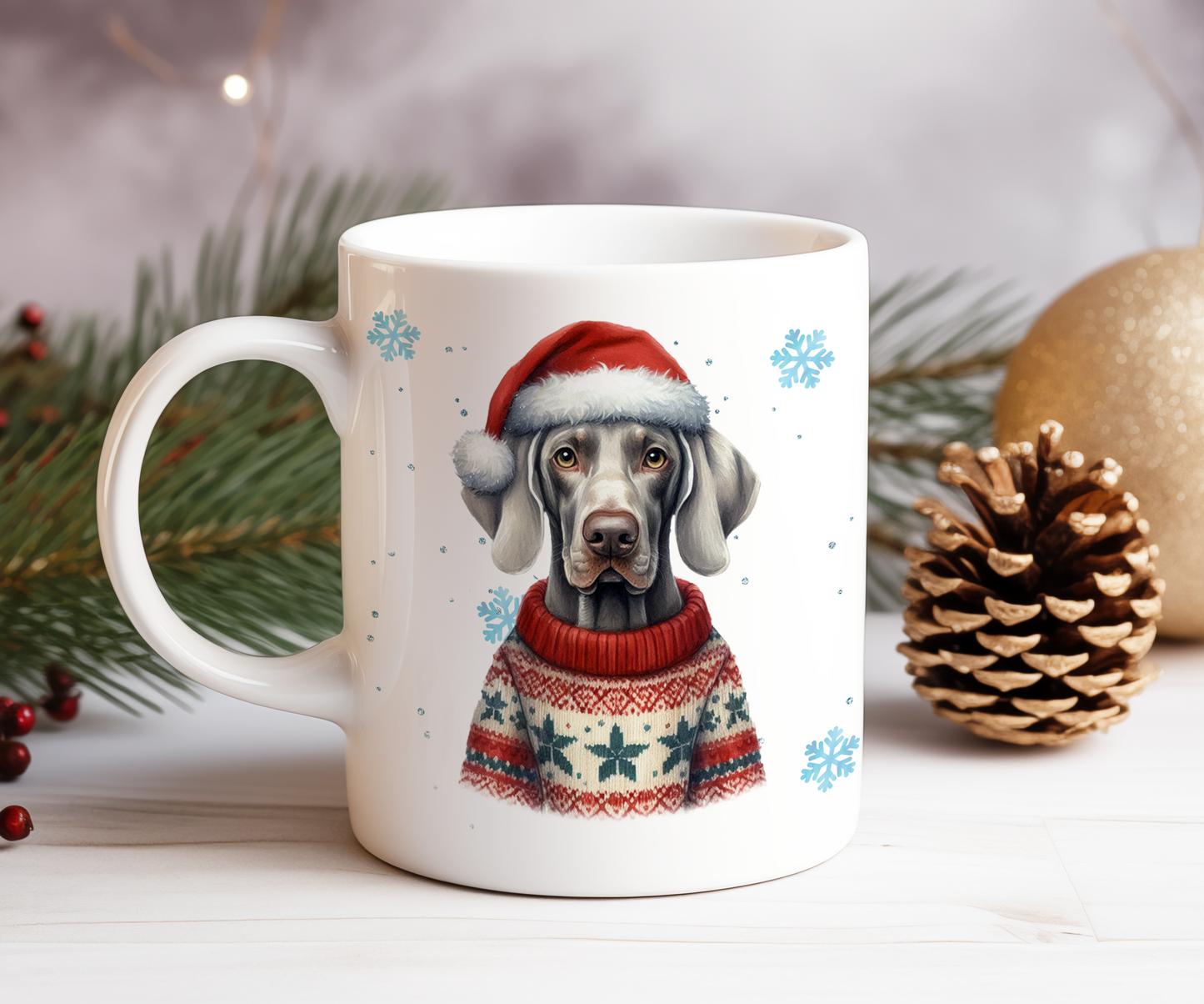 Personalised Weimaraner - Dog Christmas Jumper Gift Mug - Style C