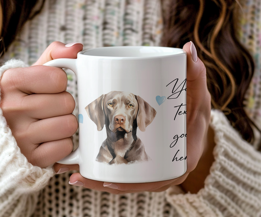 Personalised Dog Gift Mug - Weimaraner with Custom Message and Optional Hearts