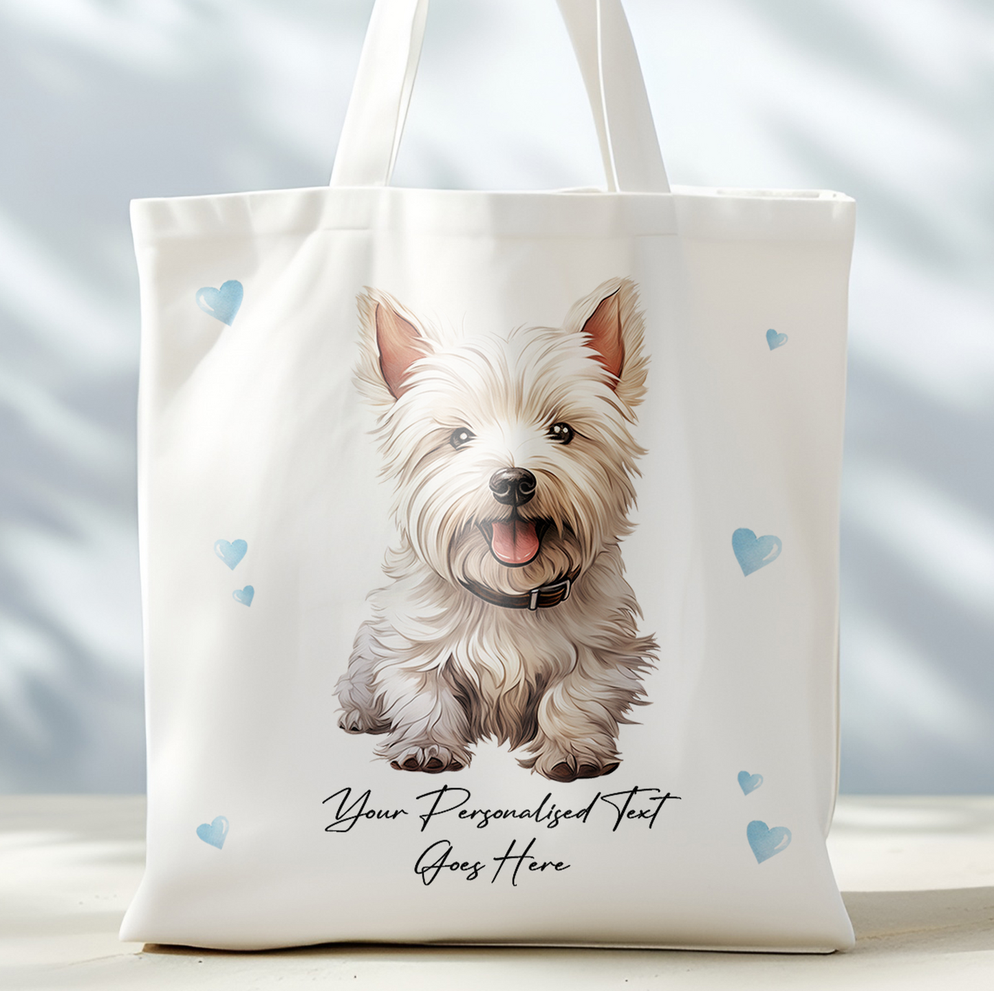 Personalised Dog Love Hearts West Highland Terrier Tote Bag