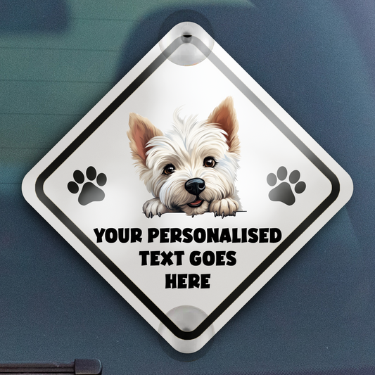 Personalised Dog On Board Car Window Sign - West Highland Terrier