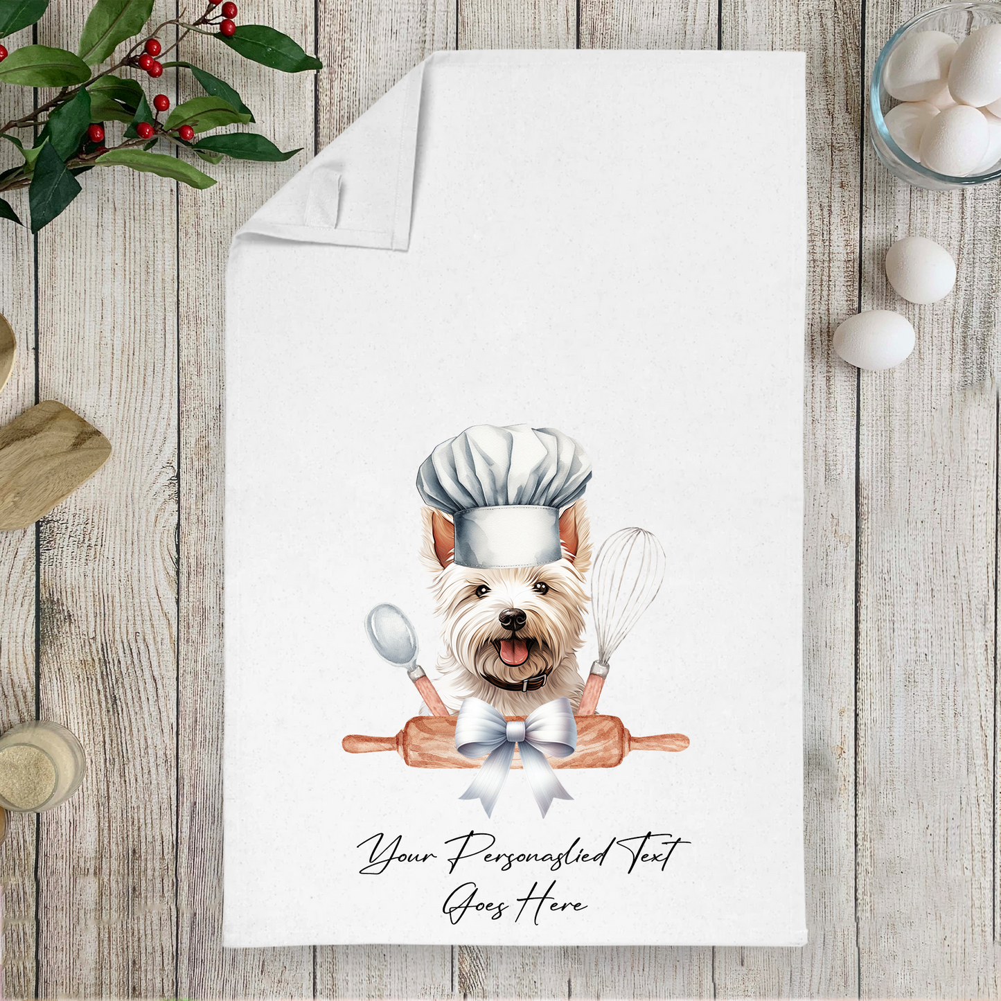 Personalised Dog In Chef Hat Gift Tea Towel - Weimaraner