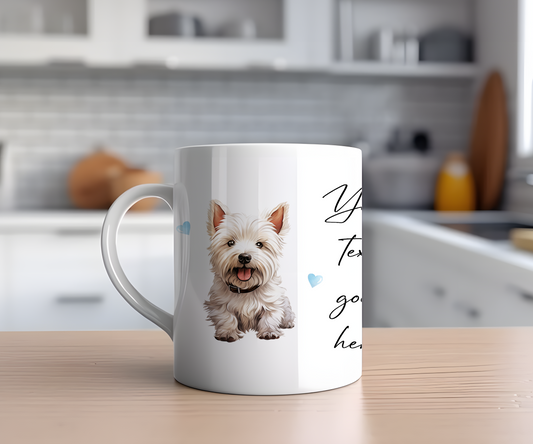 Personalised Dog Gift Mug - West Highland Terrier with Custom Message and Optional Hearts