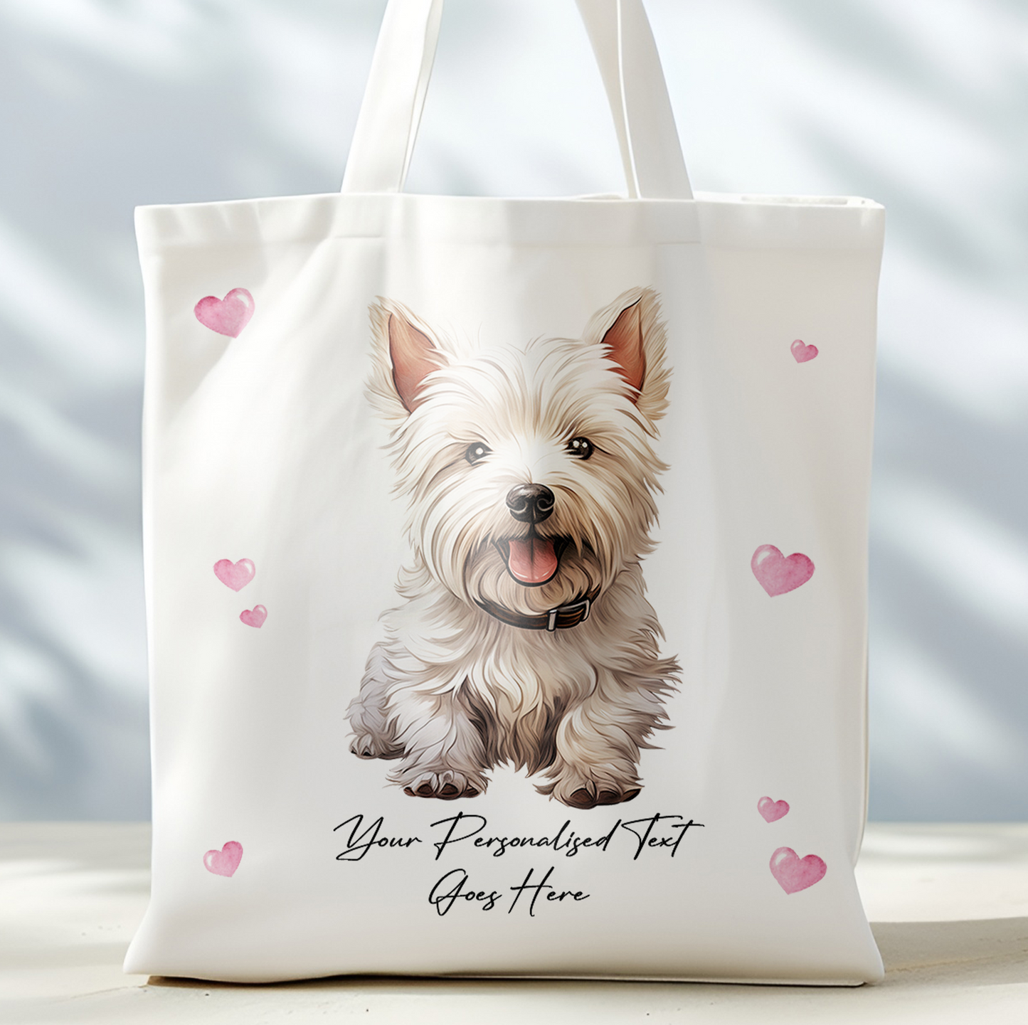 Personalised Dog Love Hearts West Highland Terrier Tote Bag