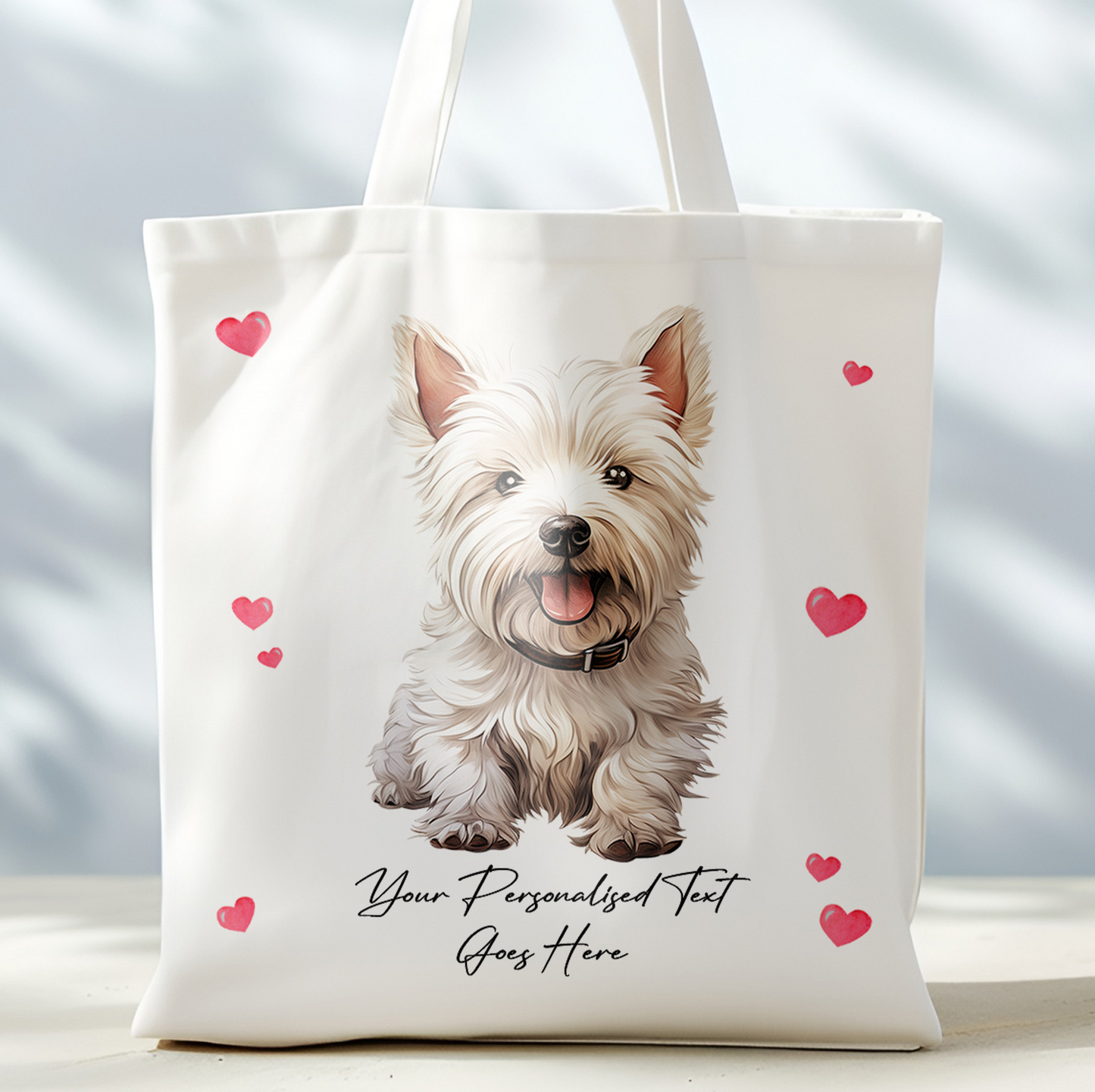 Personalised Dog Love Hearts West Highland Terrier Tote Bag