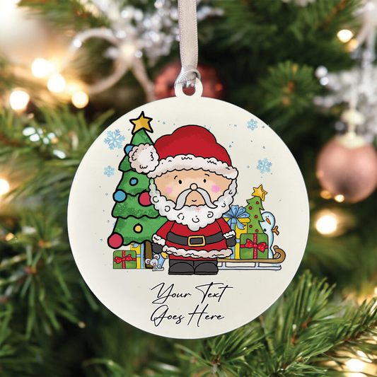 Personalised Whimsical Christmas Santa Claus - Hanging Bauble Decoration