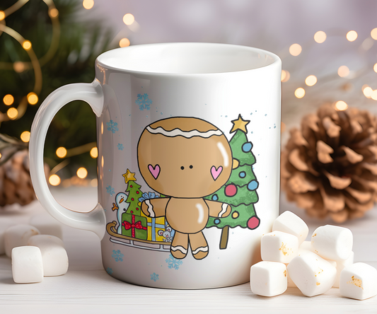 Personalised Whimsical Christmas Gingerbread Boy Gift Mug